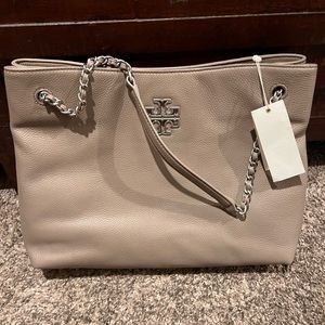 Tory Burch purse grey leather , was a gift but not my style so selling